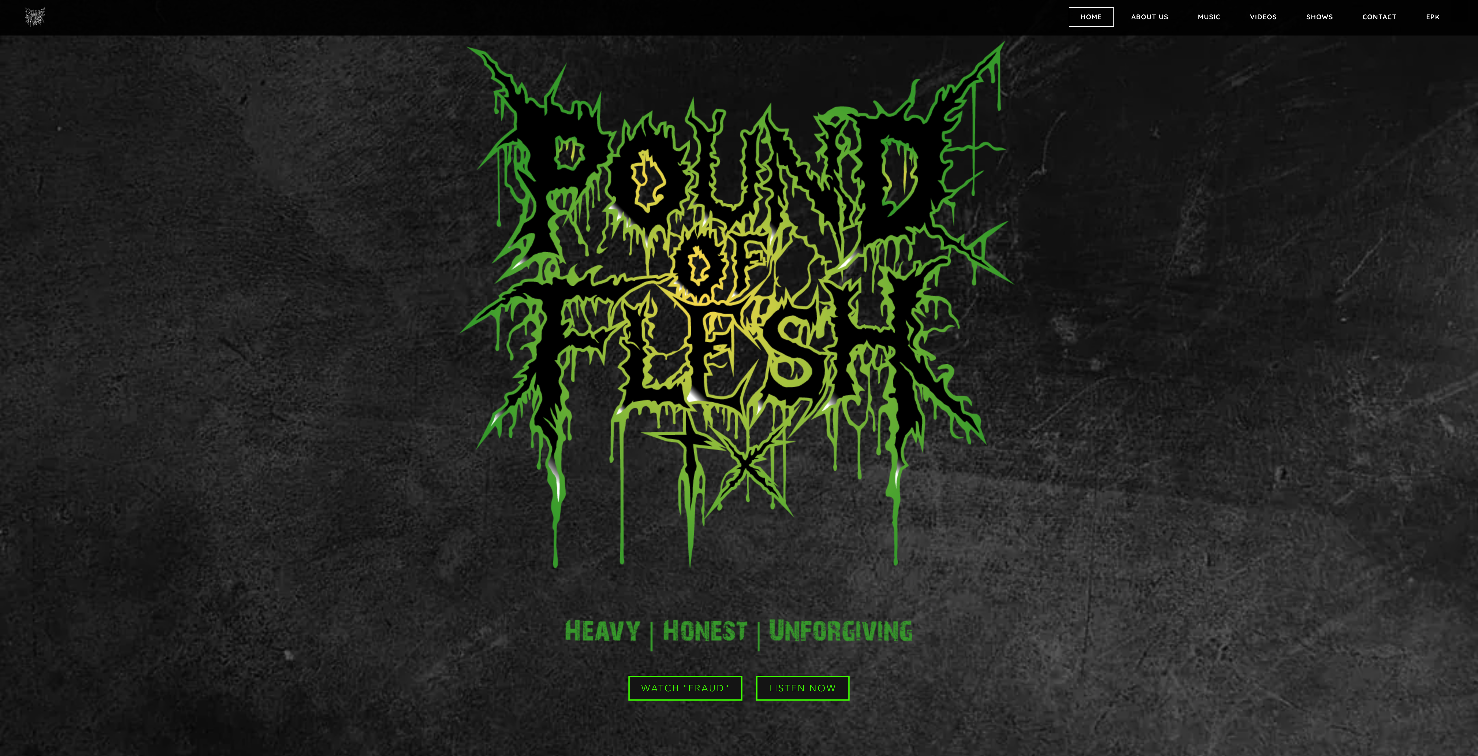 Pound Of Flesh TX Band Website - Music industry website design with media integration